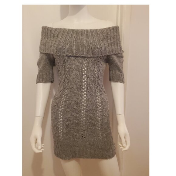 Dynamite Grey Off the Shoulder Sweater Dress - Picture 2 of 3